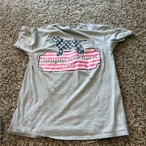 Simply Southern Gray Short Sleeve Tee with Patriotic Design